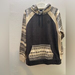 Hooey Black and Cream Patterned Hoodie